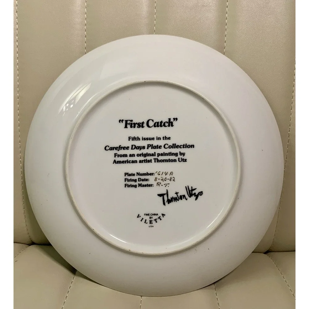 Viletta First Catch Thornton Utz‎ Carefree Days Collector Plate 1982 1614A 8.5